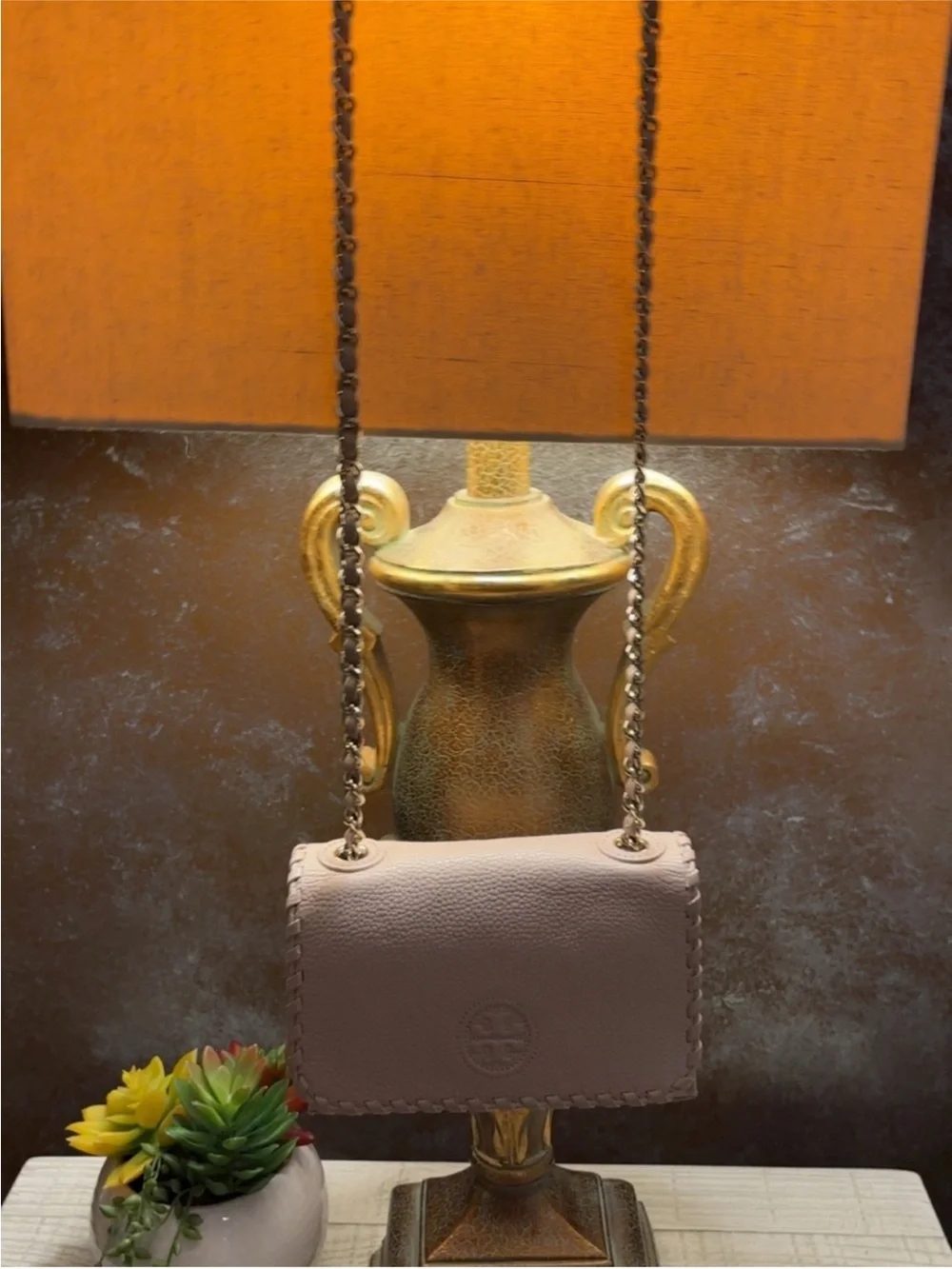 Like New ~ Tory Burch Kira Strap Leather Crossbody Bag — Blush Pink